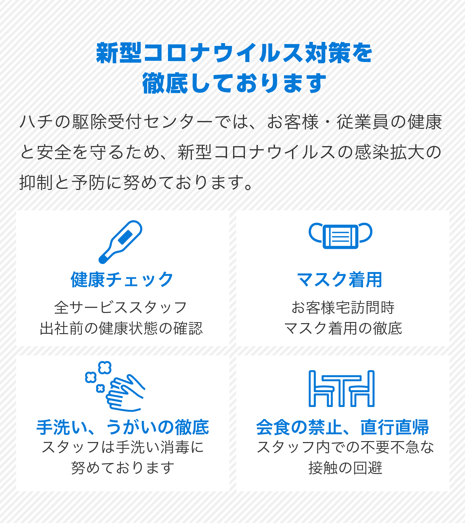 新型コロナウイルス対策を徹底しております