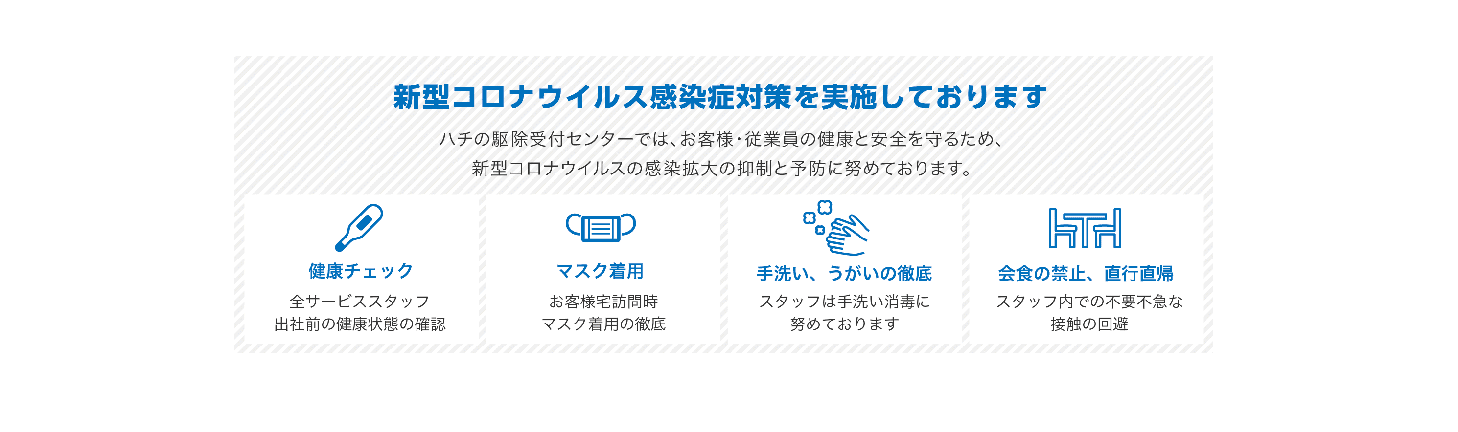 新型コロナウイルス対策を徹底しております